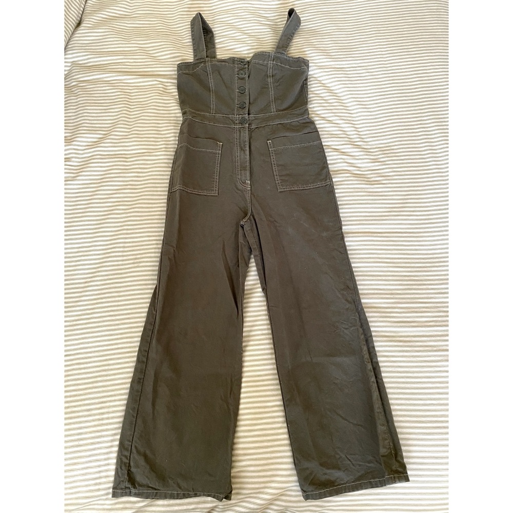 REFORMATION Army Green Cotton Jumpsuit- 4